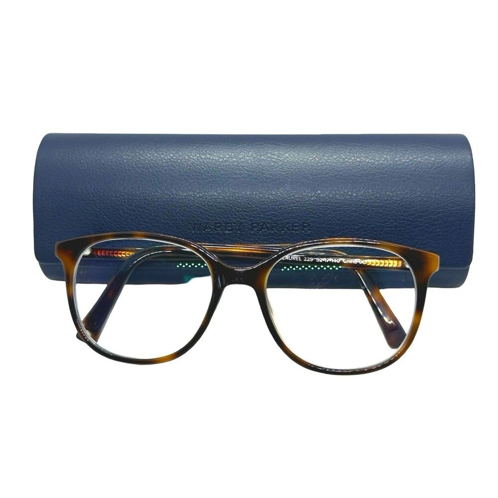 Warby Parker LAUREL 225 Tortoise Round Eyeglasses Frame w/Case 52-17-140 mm